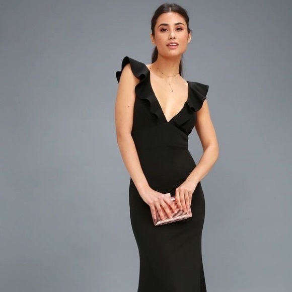 Lulus Perfect Opportunity Black Maxi Dress with Ruffle Straps Size Medium - Picture 8 of 10